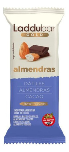 Caja X12 Barras Laddubar Gold Almendras, Datiles Y Cacao 30g