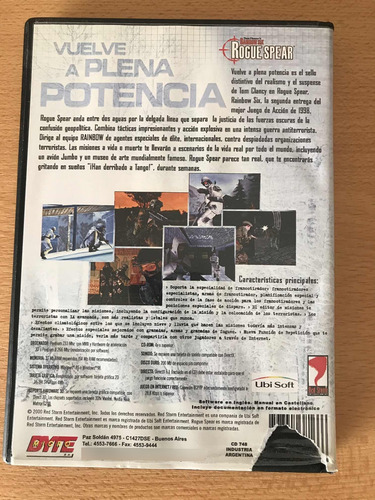 Juego Pc- Rainbow Six Rogue Spear (cd-2000) (Usado)
