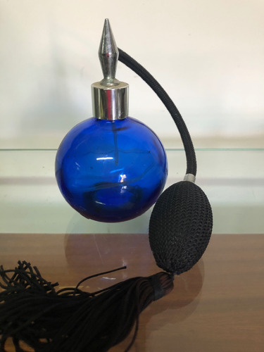 Perfumuero Vintage Vidrio Azul Cobalto