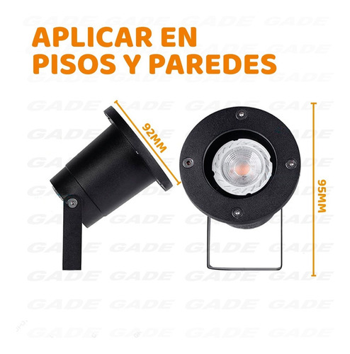 Imagen 4 de 8 de Spot Embutir O Aplicar Exterior Para Piso Led Gu10 Negro