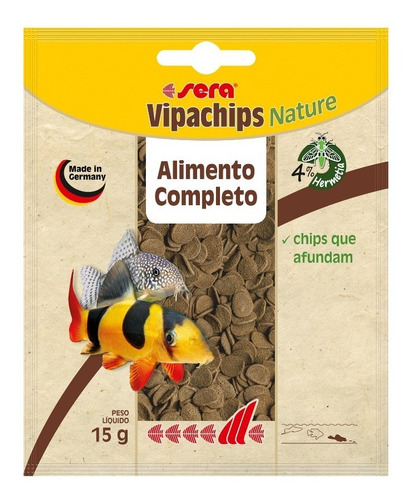 Imagem 1 de 2 de Sera Vipachips Ração Base Chips Peixes Fundo 15g - Sachê