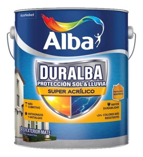 Duralba Pintura Látex Acrílico Exterior Blanco 10 Lts