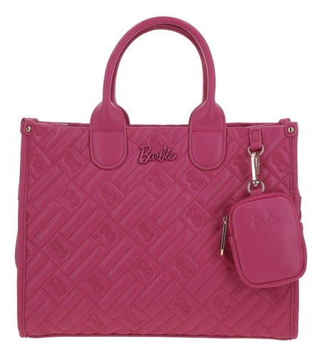 Bolsa Satchel Barbie Gorett Fernanda Br24074-p Color Rosa Correa De Hombro Rosa Diseño De La Tela Monograma