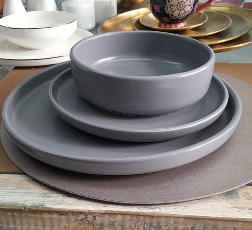 Plato Postre Ceramica 21 Cm Jaspeado Vajilla Crmk Borde Fino
