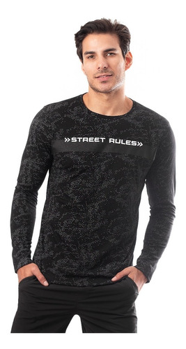 Playera De Hombre Manga Larga Street Rules Diseño Original 