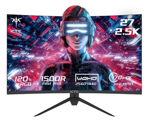 KTC Monitor Gamer Curvo H27S17 27 Pulgadas 2.5K 165hz QHD 1500R 1MS HVA 110V 220V DP HDMI PC