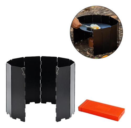 Parabrisas Para Estufa De Campamento, Parasol Plegable Negro