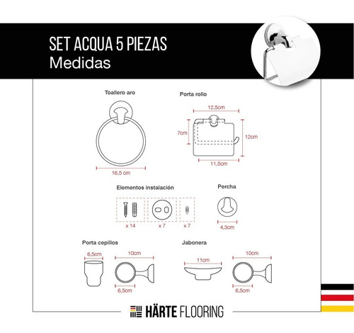 Imagen 3 de 9 de Set De Baño Kit 5 Piezas Accesorios Completo Cromado Kübel