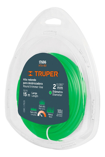 Nylon Truper P/ Orilladora  2,00 Mm X 15 Mts. 