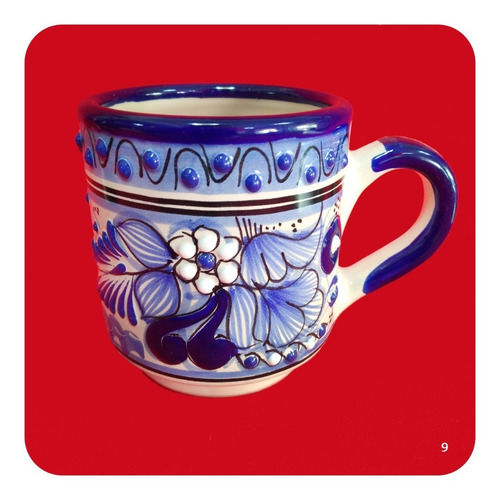 Imagen 2 de 10 de 4 Tarros De Talavera Poblana Azul Diseño Especial 450ml Tz