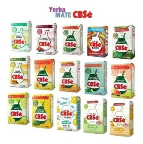 Yerba Mate Cbsé Pack 12 Unidades Sabores Surtidos 500gr