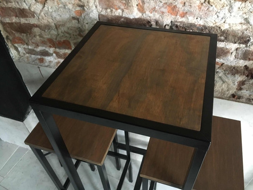 Imagen 9 de 10 de Mesa Barra Extensión Cervecera Industrial 50x40 + 2 Bancos