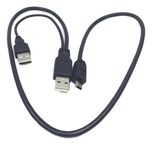 Cable De Alimentación Mini Usb A 2 Usb Para Dispositivos Color Negro