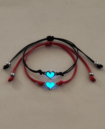 Pack Dos Pulseras Para Compartir Amistad Parejas Amor Corazón Luminoso 8 Cm 45.72 Cm