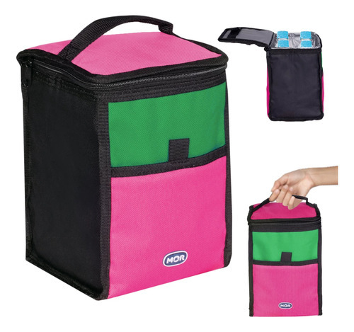 Cooler Bolsa Térmica Com Alça 5 Litros Rosa Com Verde