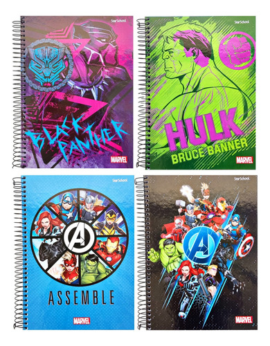 Caderno De 20 Materias Avengers320 Folhas Capa Dura 1 Unidad Cor Azul