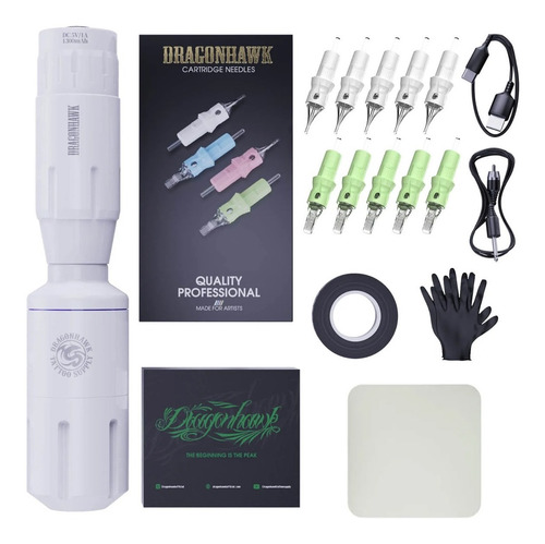 Imagen 1 de 6 de Kit De Tatuaje Pen Dragonhawk S1 Inalámbrica + Accesorios