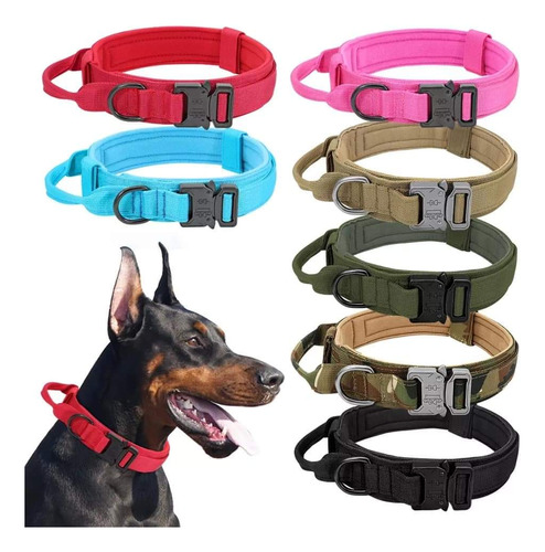 Collar Táctico Para Perros Talla M Nylon Hebillas Metálicas