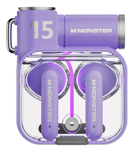 Fones de ouvido intra-auriculares sem fio Monster Airmars Xkt15 para jogadores, cor violeta