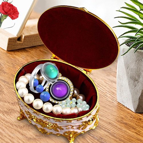 Caja De Joyería Esmaltada Con Bisagras, Organizador De