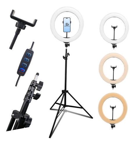 Aro De Luz Led 14 Pulgadas + Tripie Soporte Iluminacion