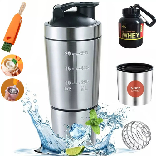 Vaso Agitador De Proteína De Acero Inoxidable Para Gimnasio