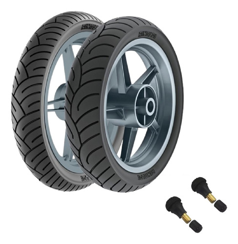 Par Pneu 90/90-18 + 80/100-18 Tubeless Hb37 Rinaldi + Bicos