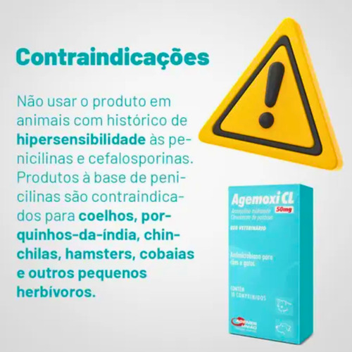 Kit 2 Agemoxi Cl 50mg 20 Comprimidos Antibiótico Cães/gatos