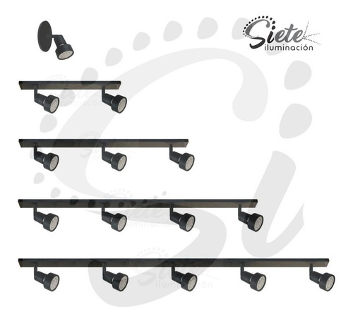 Imagen 3 de 5 de Barral Aplique Riel 4 Luces Móvil Gu10 Led Moderno 1 Metro