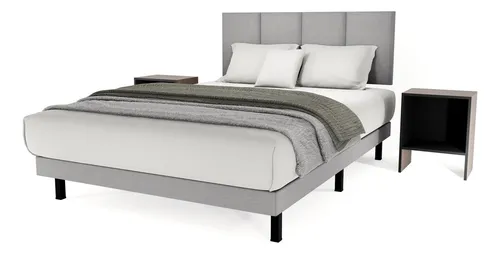 comprar Recamara Napoles Queen Size Tapiz - Base + Cabecera +2 Buros Color Gris comprar Recamara Napoles Queen Size Tapiz - Base + Cabecera +2 Buros Color Gris