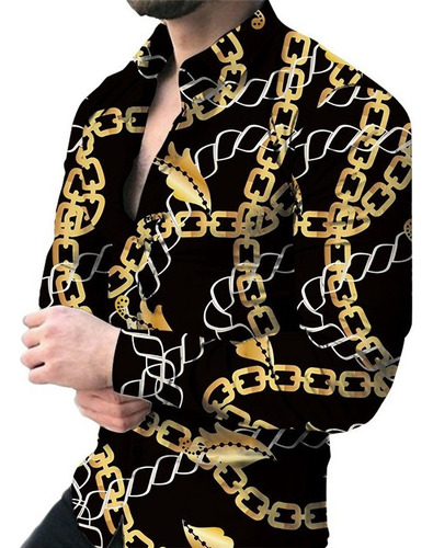 Camisa De Moda Informal For Hombre Con Estampado 3d