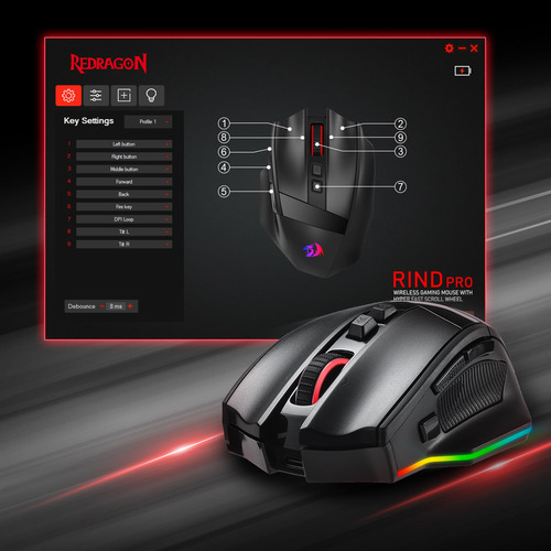 Redragon M813 Pro Ratón Gaming Rgb 3 Modos 26000 Dpi