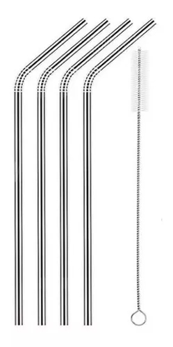 Popotes Ecológicos Acero Inoxidable Reusable Recto 4 Piezas