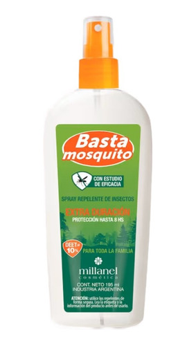 Repelente Basta Mosquito Extra Duración 195 Ml