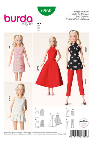 Oop Burda Patron Ropa Para Fashion Dolls Como Barbie Midge