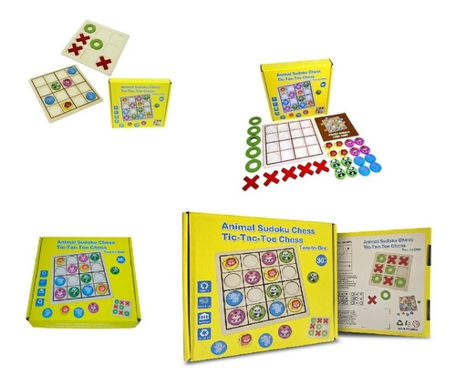Juego Madera 2 En 1 Didáctico Montessori Sudoku Tic Tac Toe