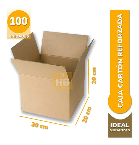 Caja Carton Mudanza Embalaje 30x20x20 Reforzada X100