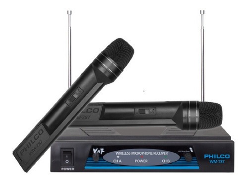Set De 2 Micrófonos Inalambricos Vhf Philco