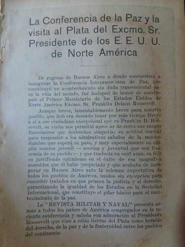 Apartado Visita Franklin Delano Roosevelt En Montevideo 1936