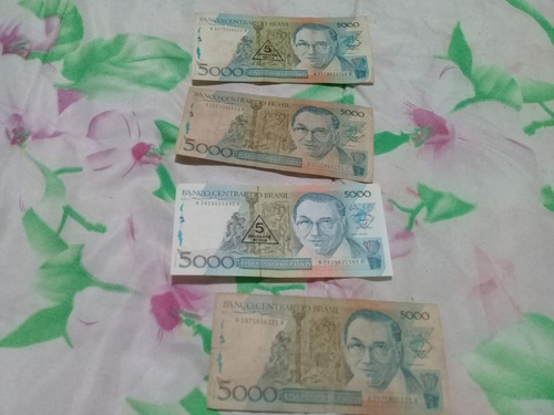 04 Cédulas De 5.000 Cruzados (candido Portinari) De 1989 (Usado)