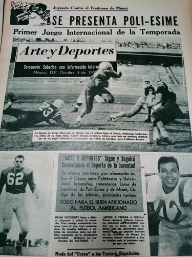 Periódico Arte Deportes Poli Contra Esime 1959