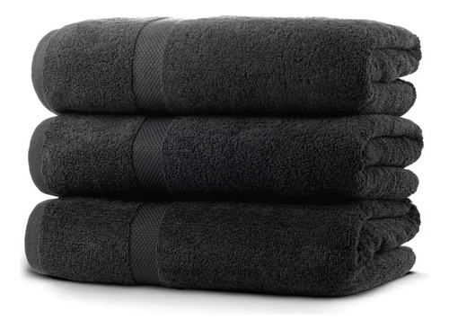 Villa Celestia ® 3 Toallas De Baño Negras 140cm 100% Algodón