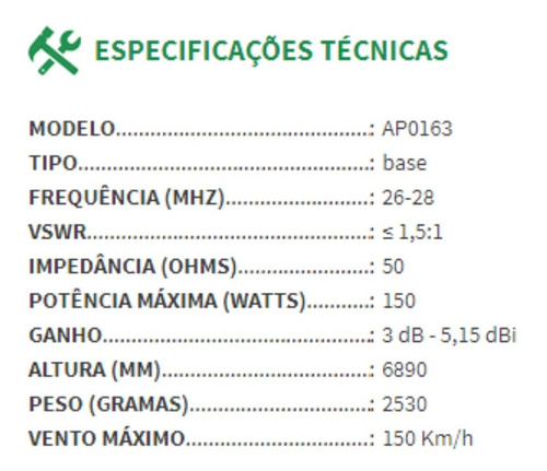 Kit Antena Base Px 11 Metros 5/8 Pt Cabo 10m Rg58 Ap0163