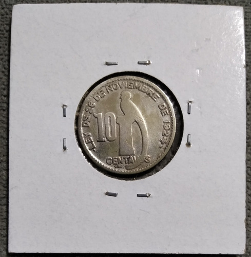 Moneda De 10 Centavos De Guatemala Del Año 1945, En Plata 