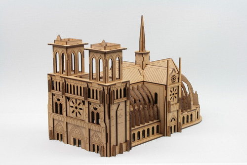 Imagen 4 de 7 de Rompecabezas 3d Catedral Notre Dame Fibrofacil Mdf Maqueta