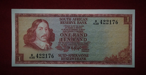 Billete 1 Rand Sudafrica 1975 Pick 115 B J Van Riebeeck 