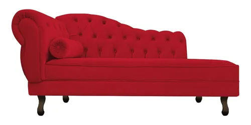 Sofá Divã Recamier Diana, 160 cm, ante derecho, muebles Am, color rojo