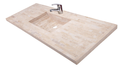 Bacha Marmol Travertino 120cm + Monocomando Lavatorio Baño