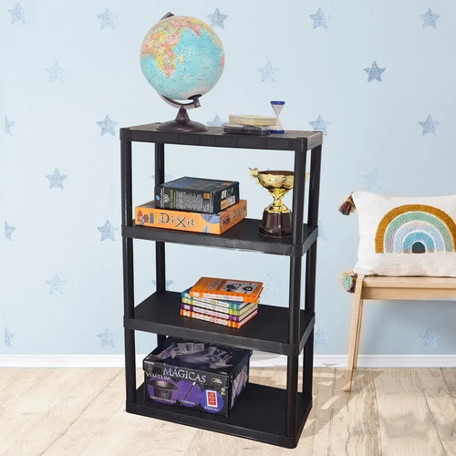 Super Estante Modular Plástico Casa 97cm Desmontável Antares Cor Preto