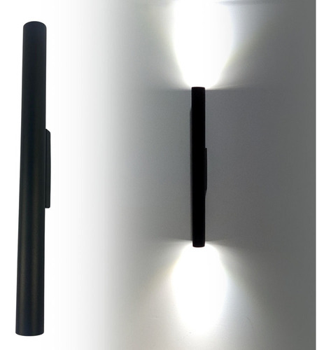  Iluminar Ambiente Kit 2 Arandela Tubo Cilindro Alumínio Preto 40cm